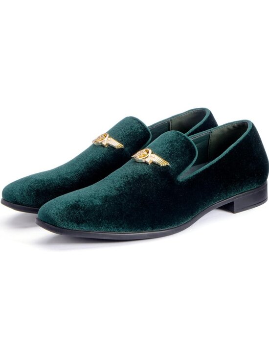 REIHUANNE Men\'s Green Velvet Loafer Metal Buckle Slip On Luxury Smoking Shoes Amazon.com | REIHUANNE Men main image 3